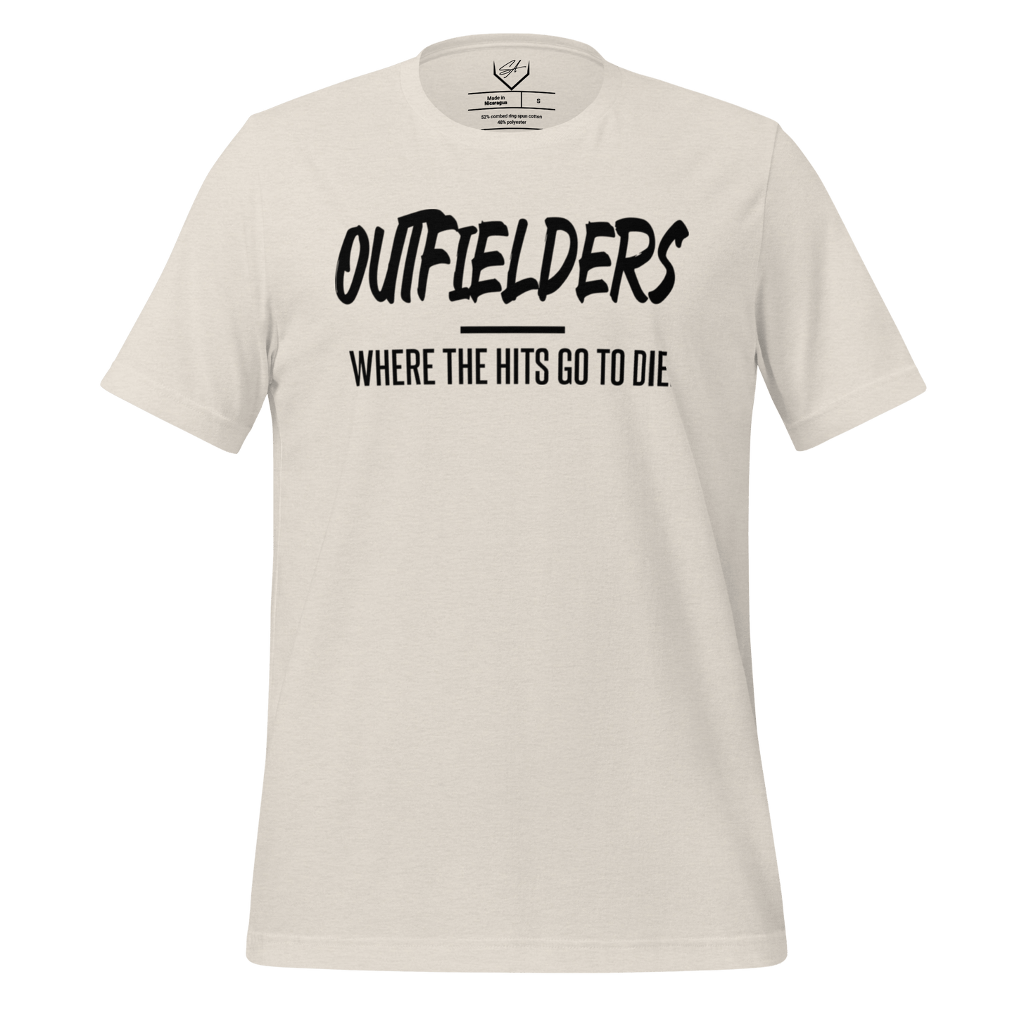 SA Apparel Adult Tee Natural / S / Soft Style/Cotton Outfielders: Where The Hits Go To Die - Adult Tee
