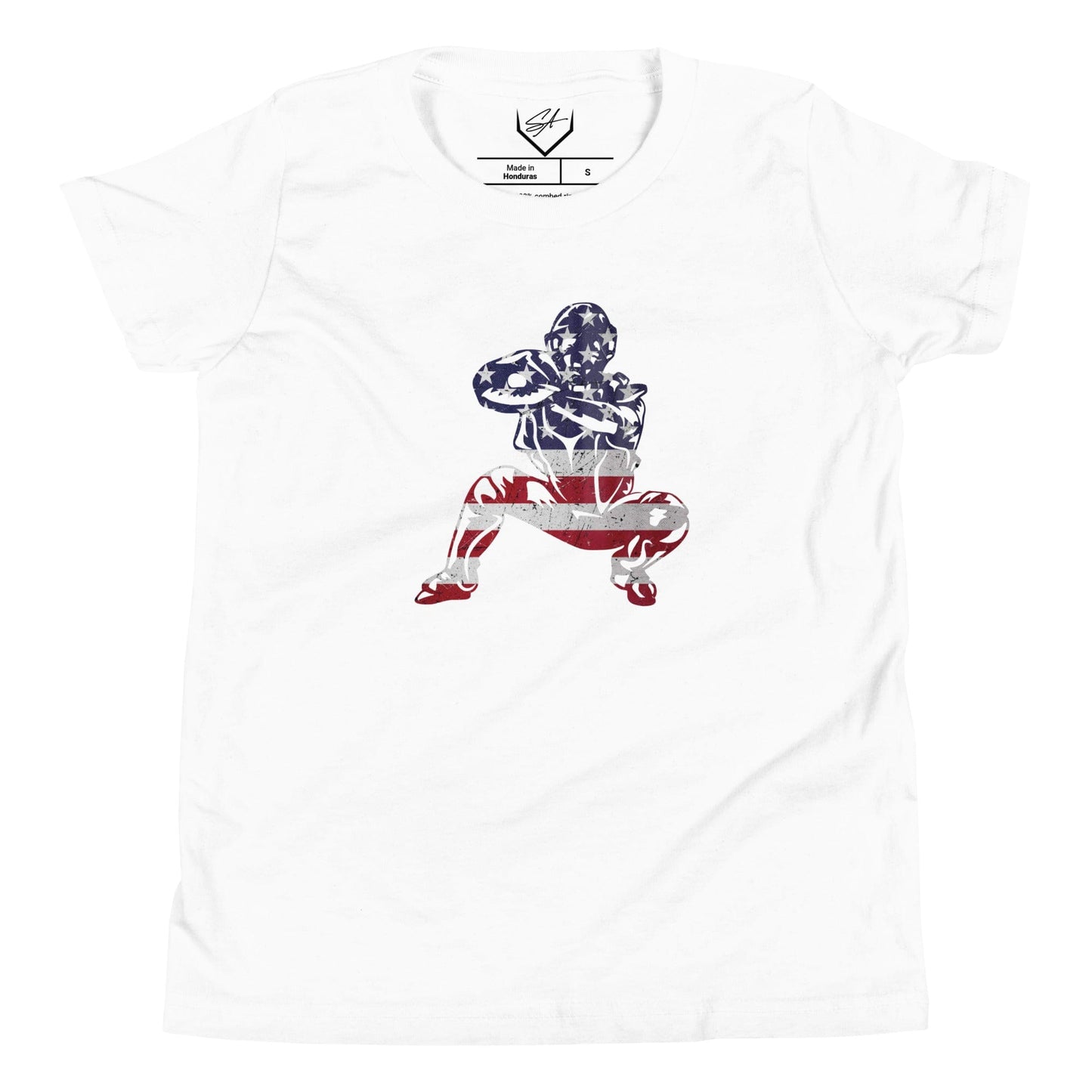 American Flag Baseball Catcher - Youth Tee - SA Apparel