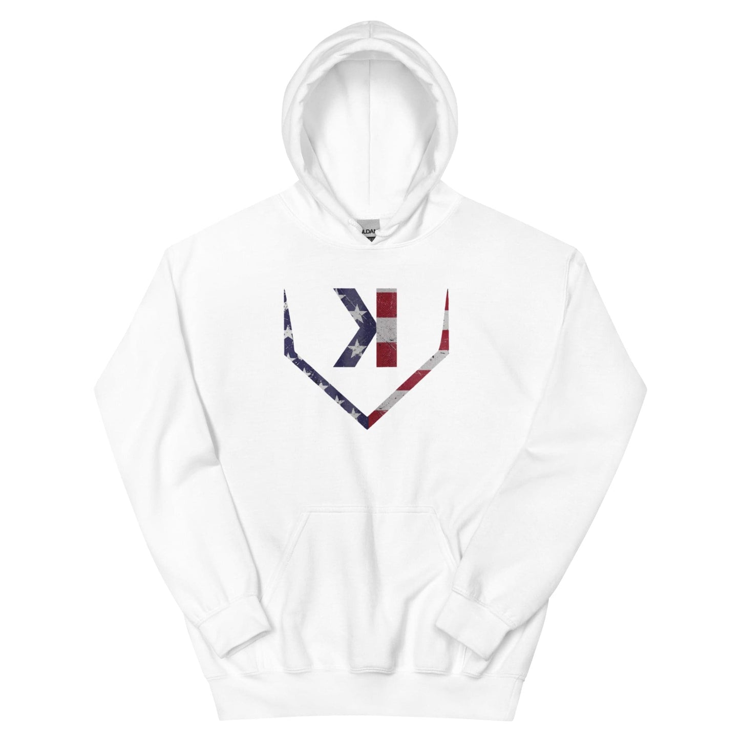 American Flag Home Plate Distressed - Adult Hoodie - SA Apparel