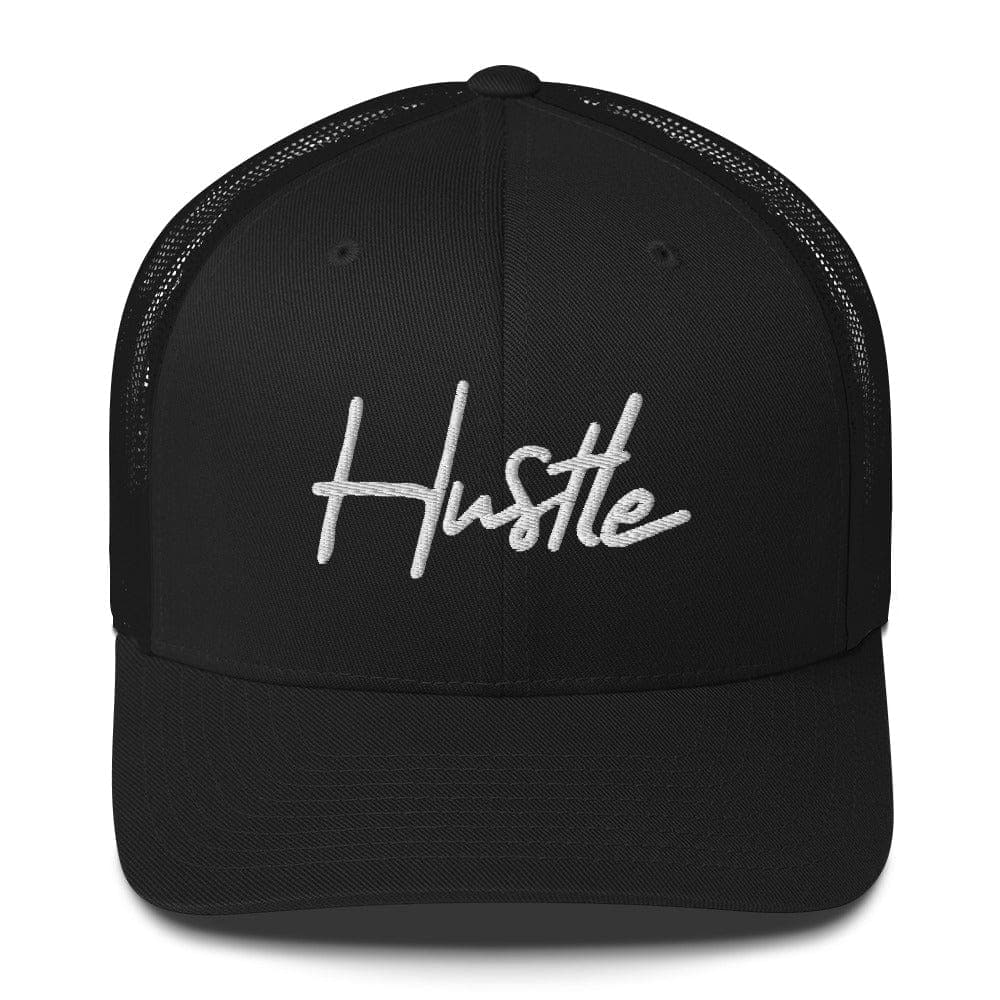 SA Apparel Trucker Hat Black Hustle Cursive - Trucker Hat