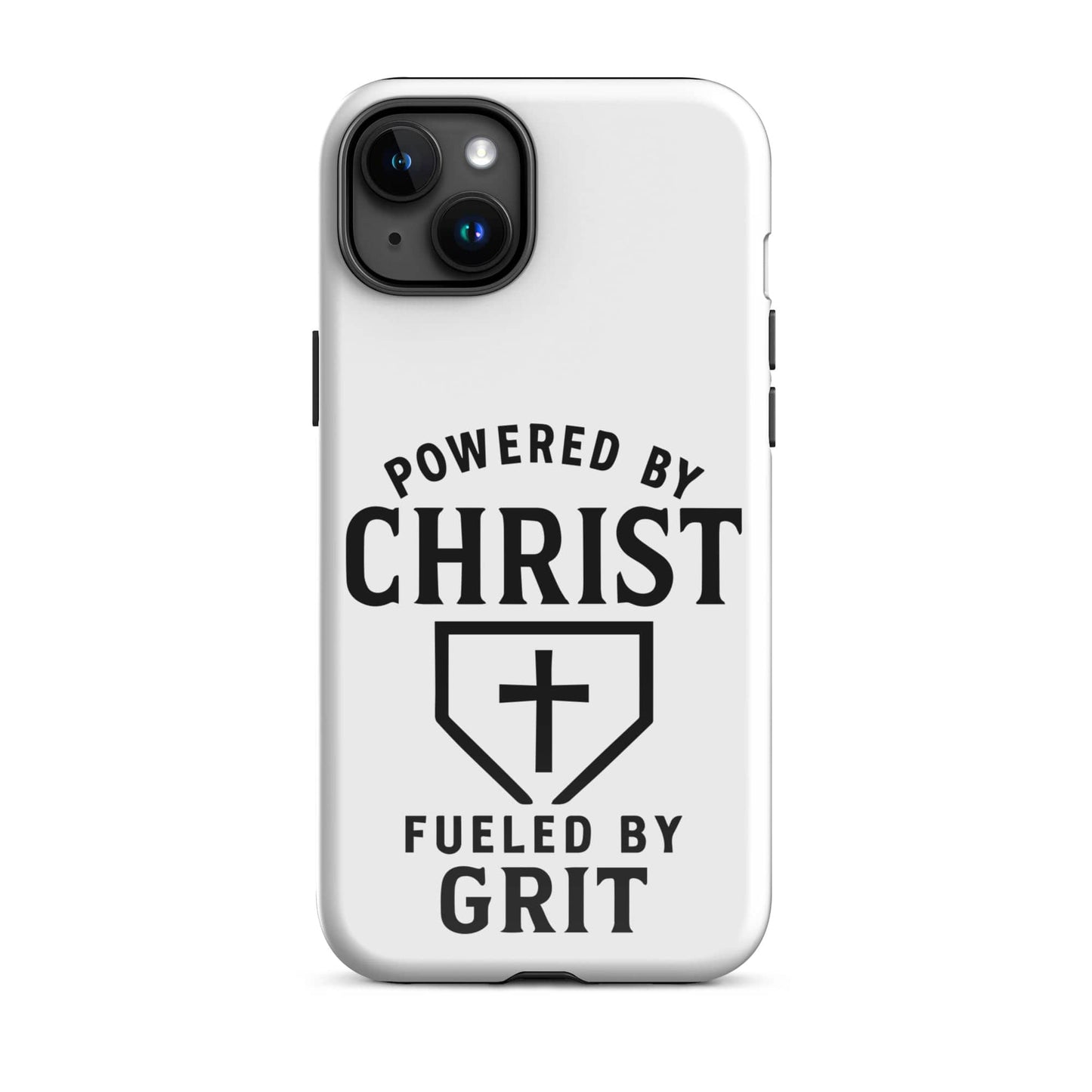 SA Apparel Phone Case iPhone 15 Plus Powered By Christ, Fueled By Grit - iPhone Tough Case