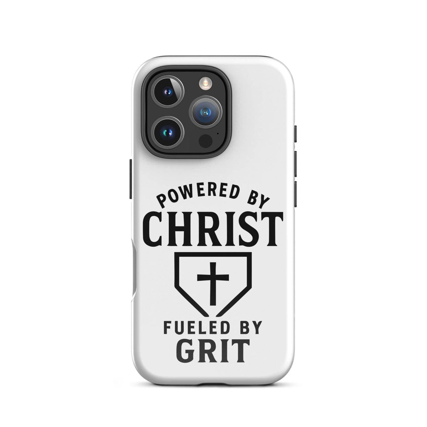 SA Apparel Phone Case iPhone 16 Pro Powered By Christ, Fueled By Grit - iPhone Tough Case