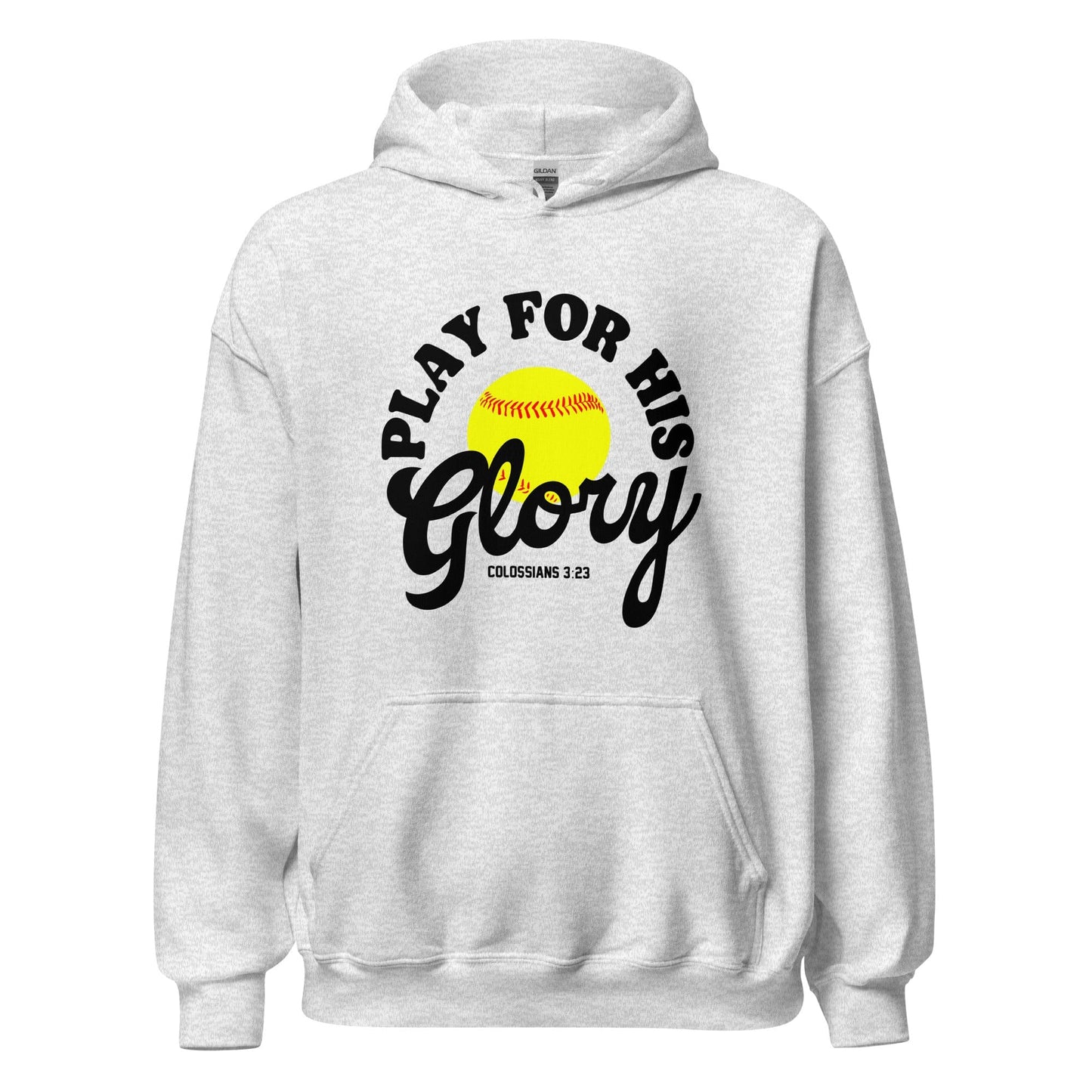 SA Apparel Ash / S Play For His Glory Softball - Adult Hoodie