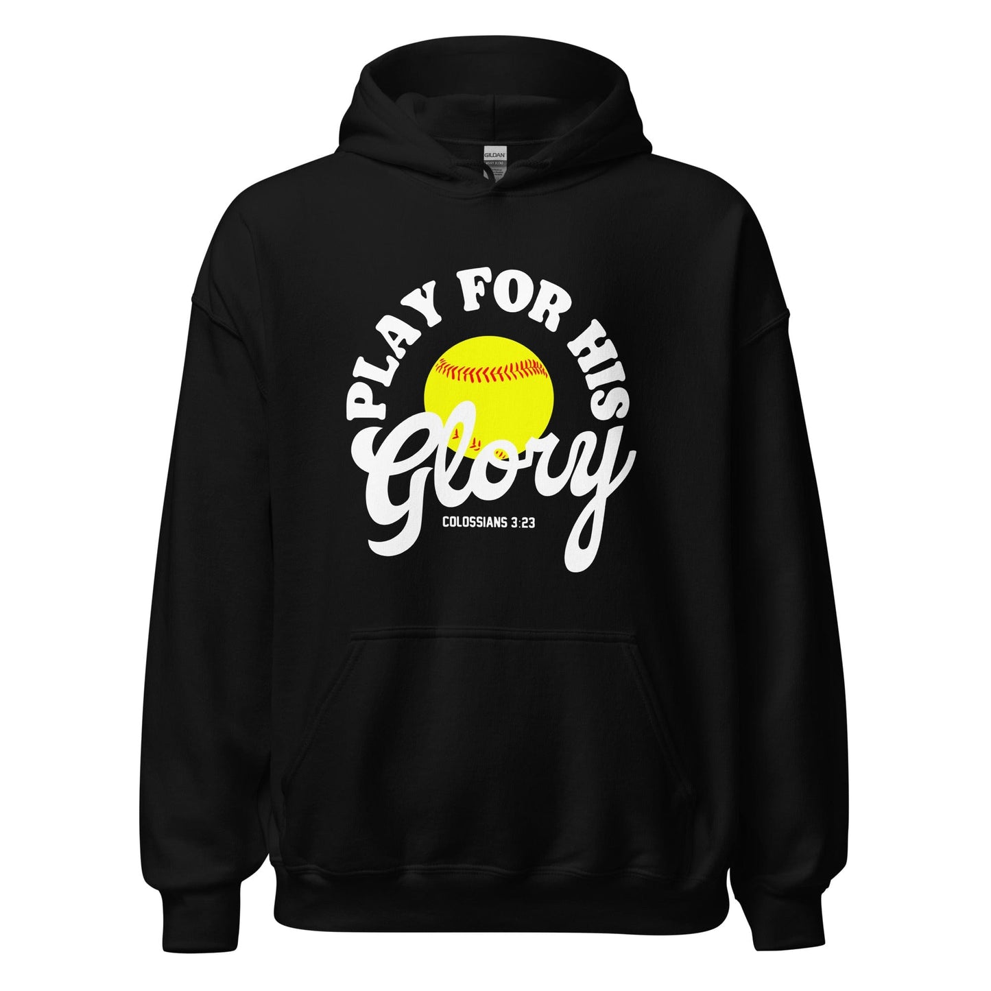 SA Apparel Black / S Play For His Glory Softball - Adult Hoodie