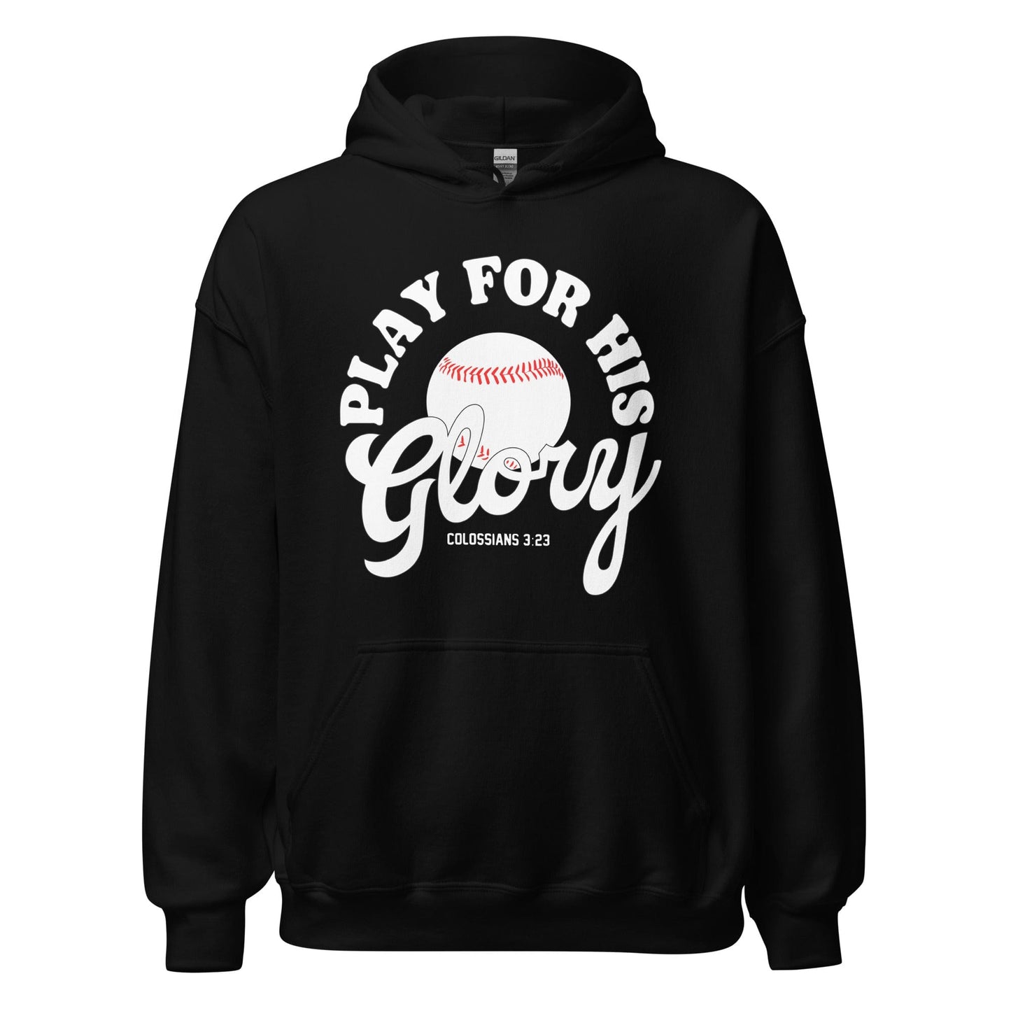 SA Apparel Black / S Play For His Glory Baseball - Adult Hoodie