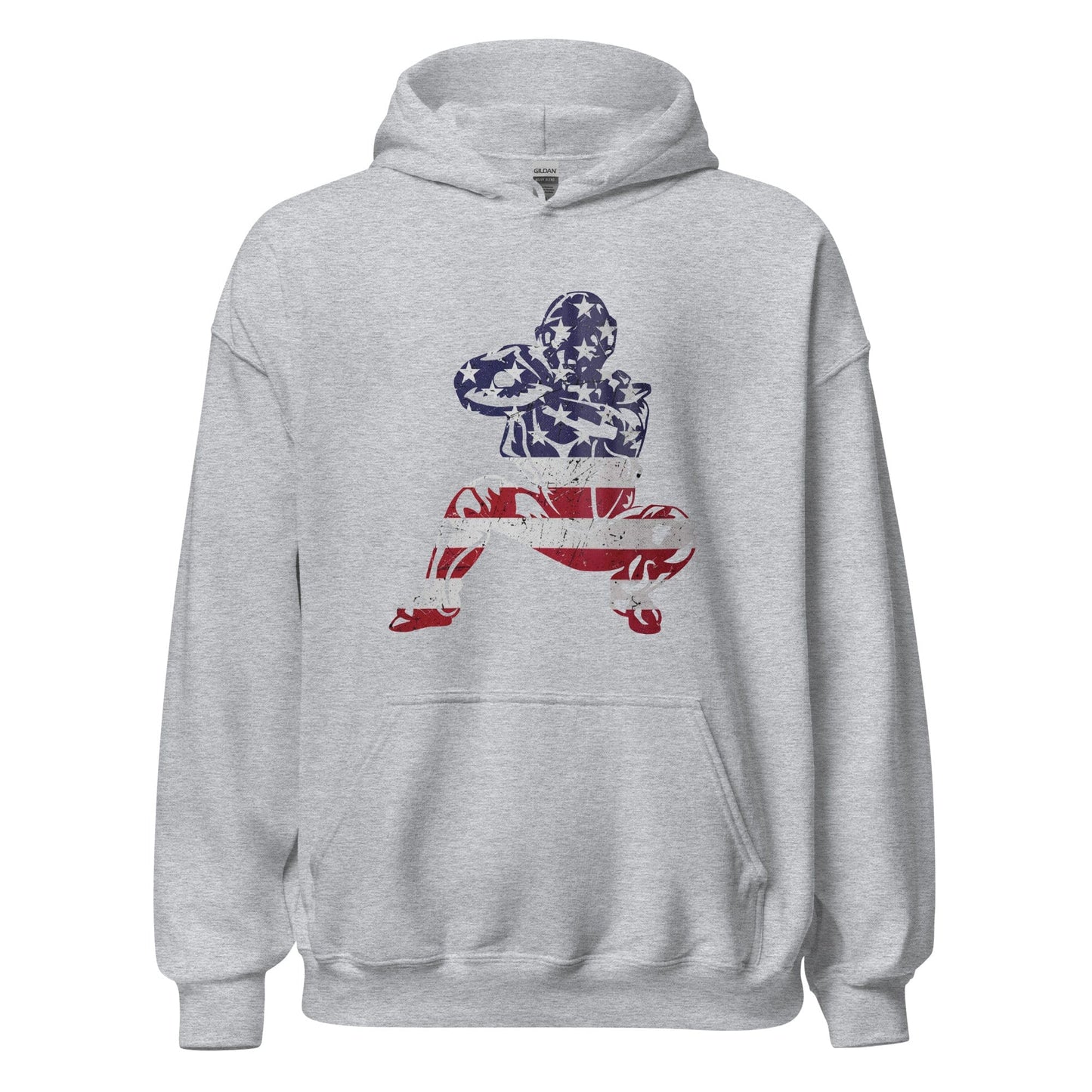 SA Apparel Adult Hoodie Light Grey / S American Flag Baseball Catcher - Adult Hoodie