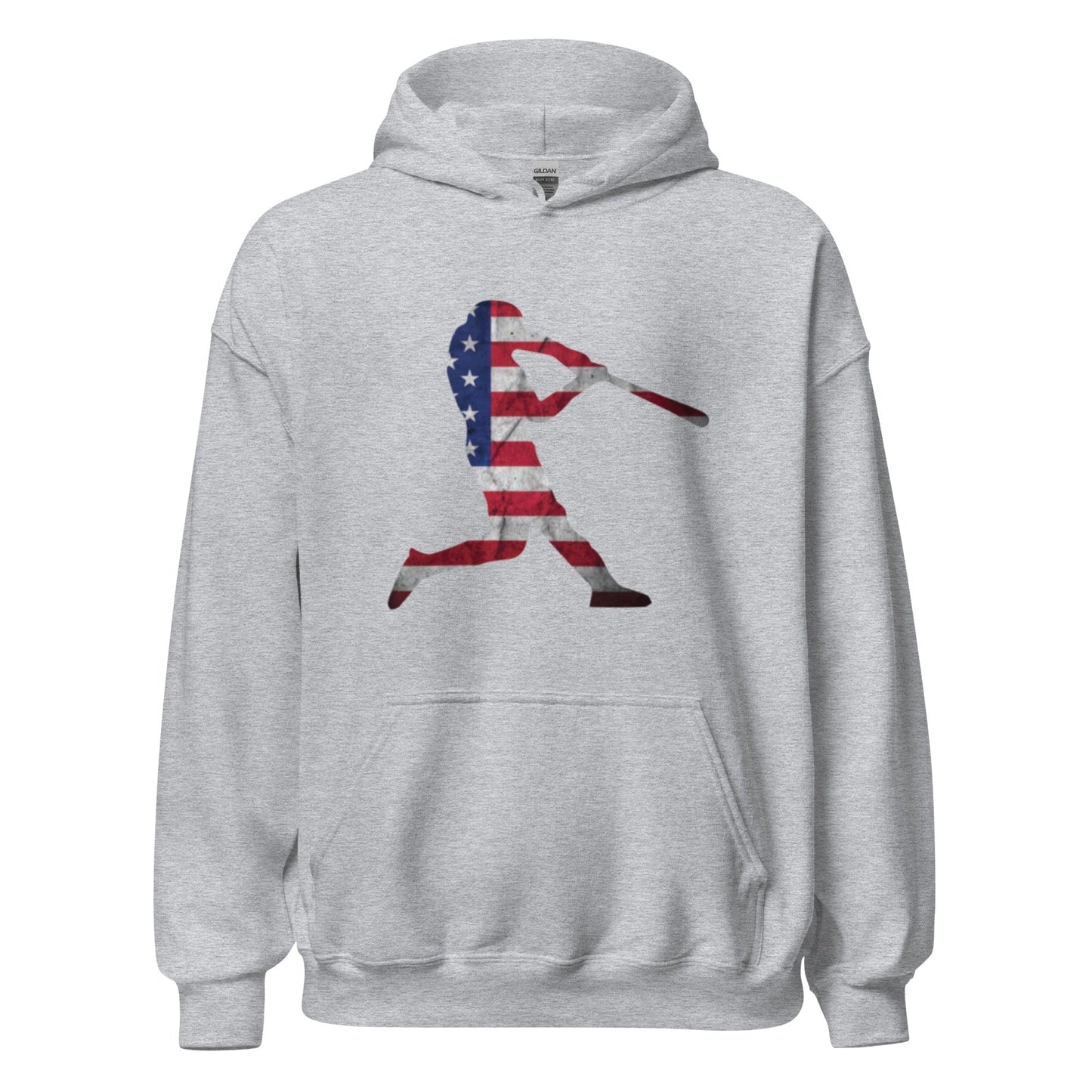SA Apparel Adult Hoodie Light Grey / S American Flag Baseball Batter - Adult Hoodie