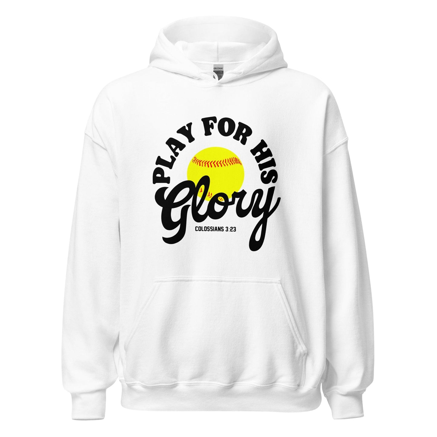 SA Apparel White / S Play For His Glory Softball - Adult Hoodie