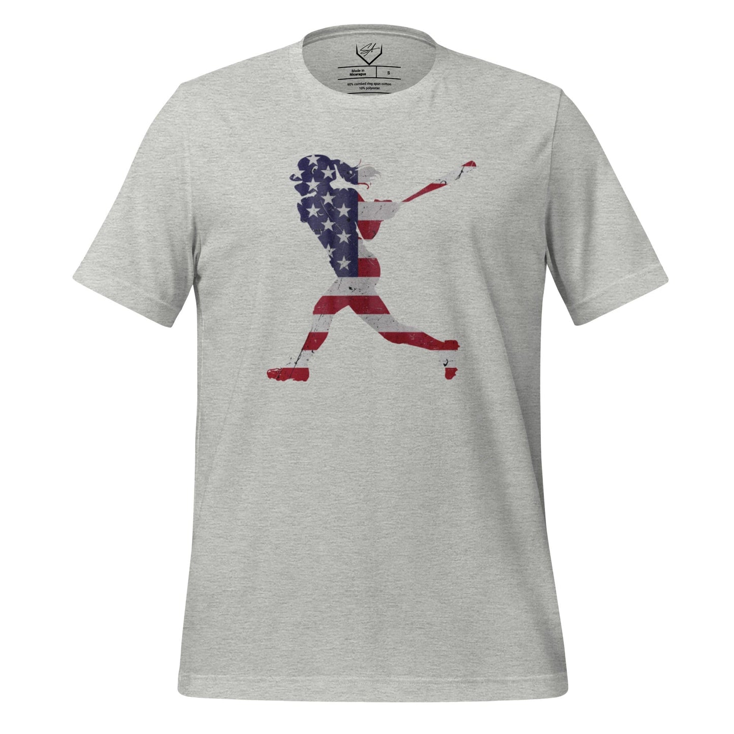 SA Apparel Adult Tee Light Grey / S / Soft Style/Cotton American Flag Softball Batter - Adult Tee