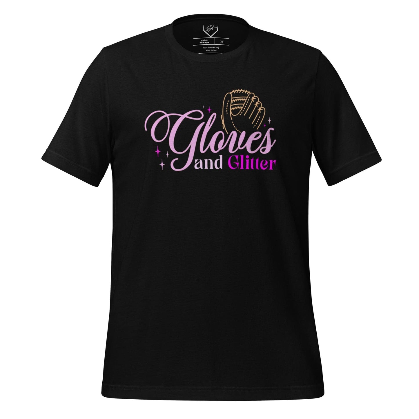 SA Apparel Black / S Gloves And Glitter Pink - Adult Tee