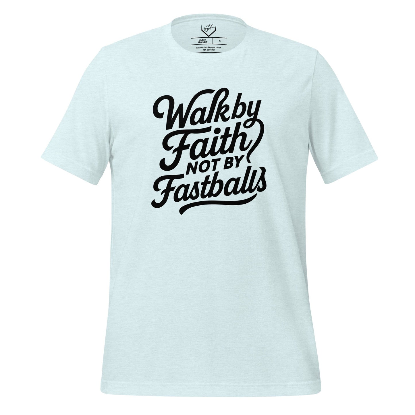 SA Apparel Adult Tee Heather Ice Blue / S Walk By Faith Not By Fastballs - Adult Tee