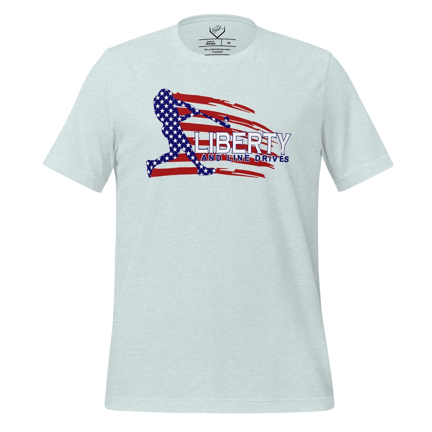 SA Apparel Heather Prism Ice Blue / S Liberty & Line Drives - Adult Tee