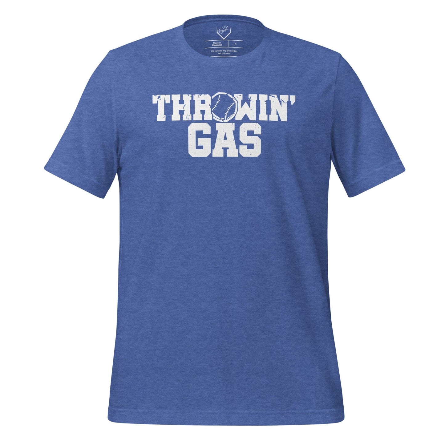 SA Apparel Heather True Royal / S Throwin' Gas Distressed - Adult Tee