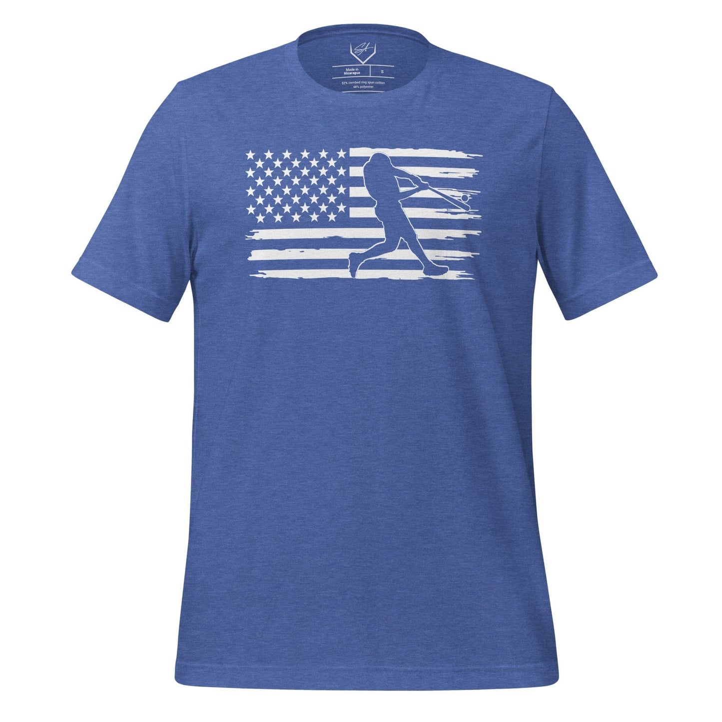 SA Apparel Heather True Royal / S Flag Baseball Batter - Adult Tee