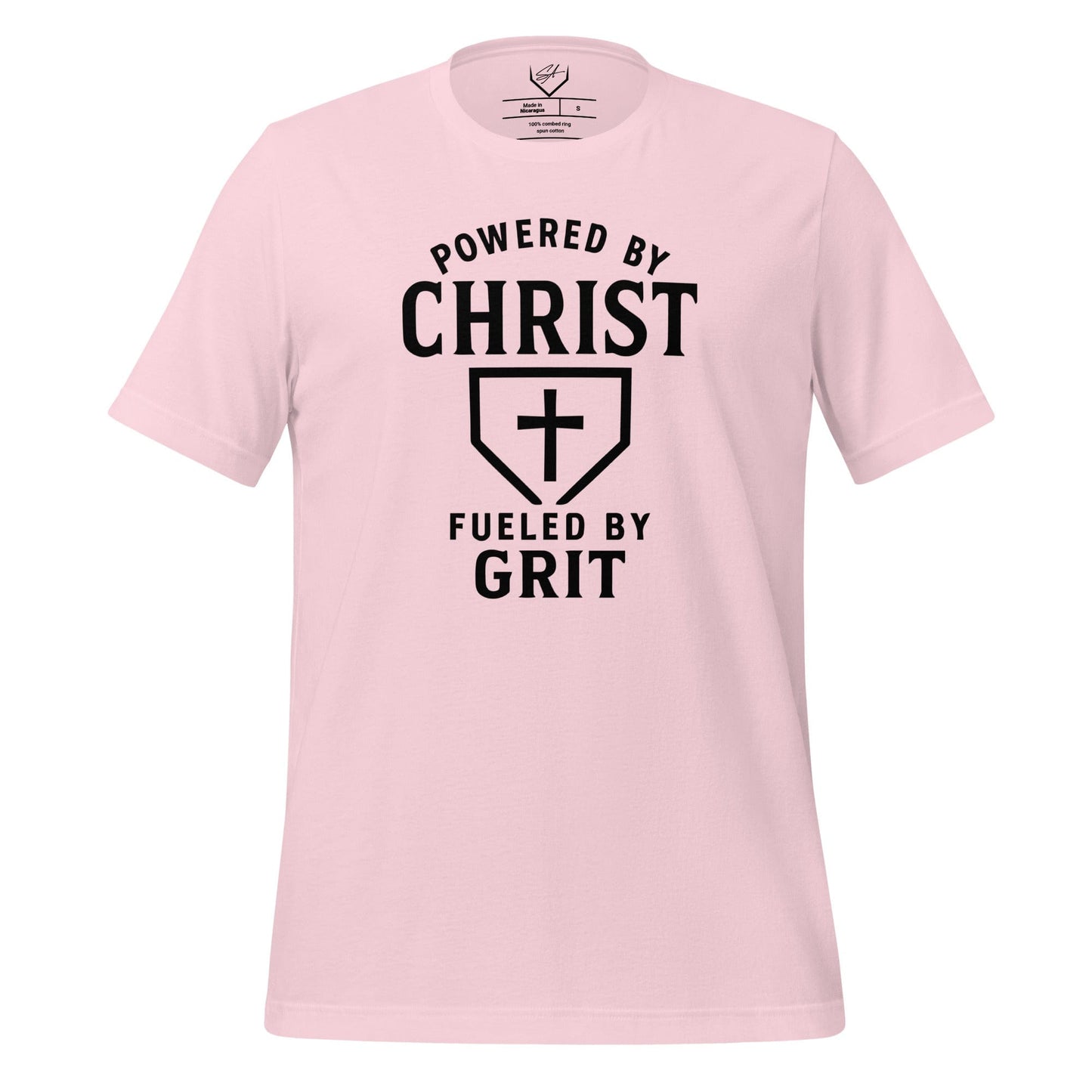 SA Apparel Adult Tee Light Pink / S / Soft Style/Cotton Powered By Christ, Fueled By Grit - Adult Tee