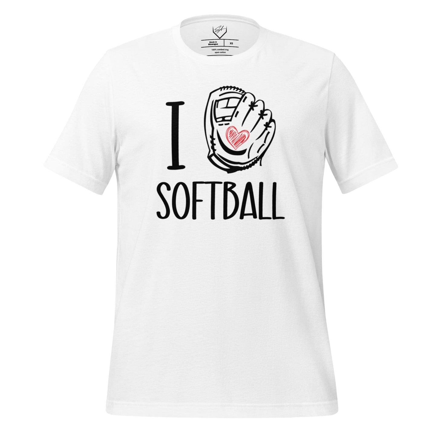 SA Apparel White / S I Glove Softball - Adult Tee