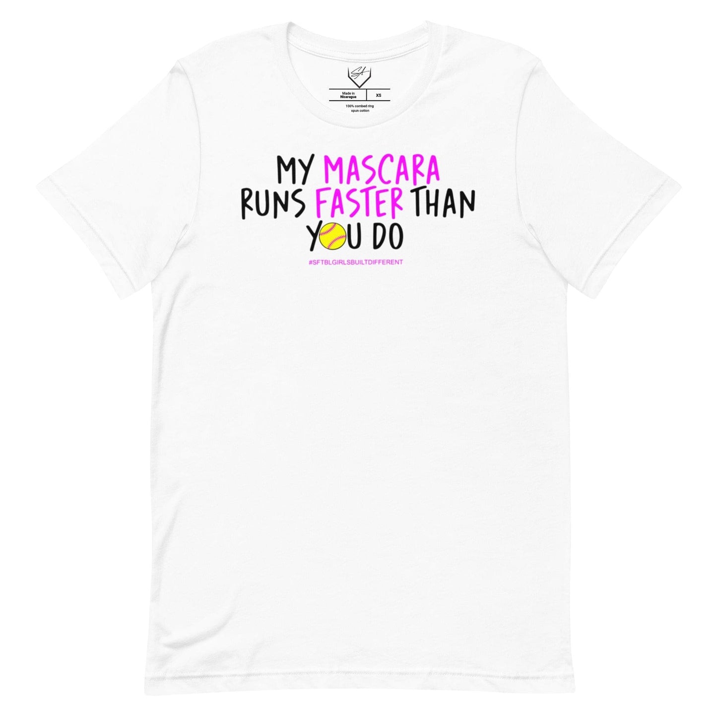 SA Apparel White / S My Mascara Runs Faster Than You Do Pink - Adult Tee