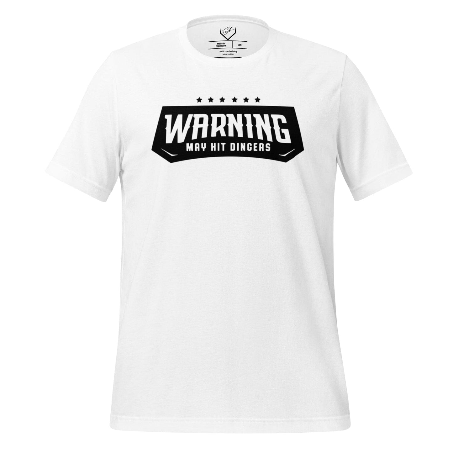 SA Apparel White / S Warning May Hit Dingers - Adult Tee