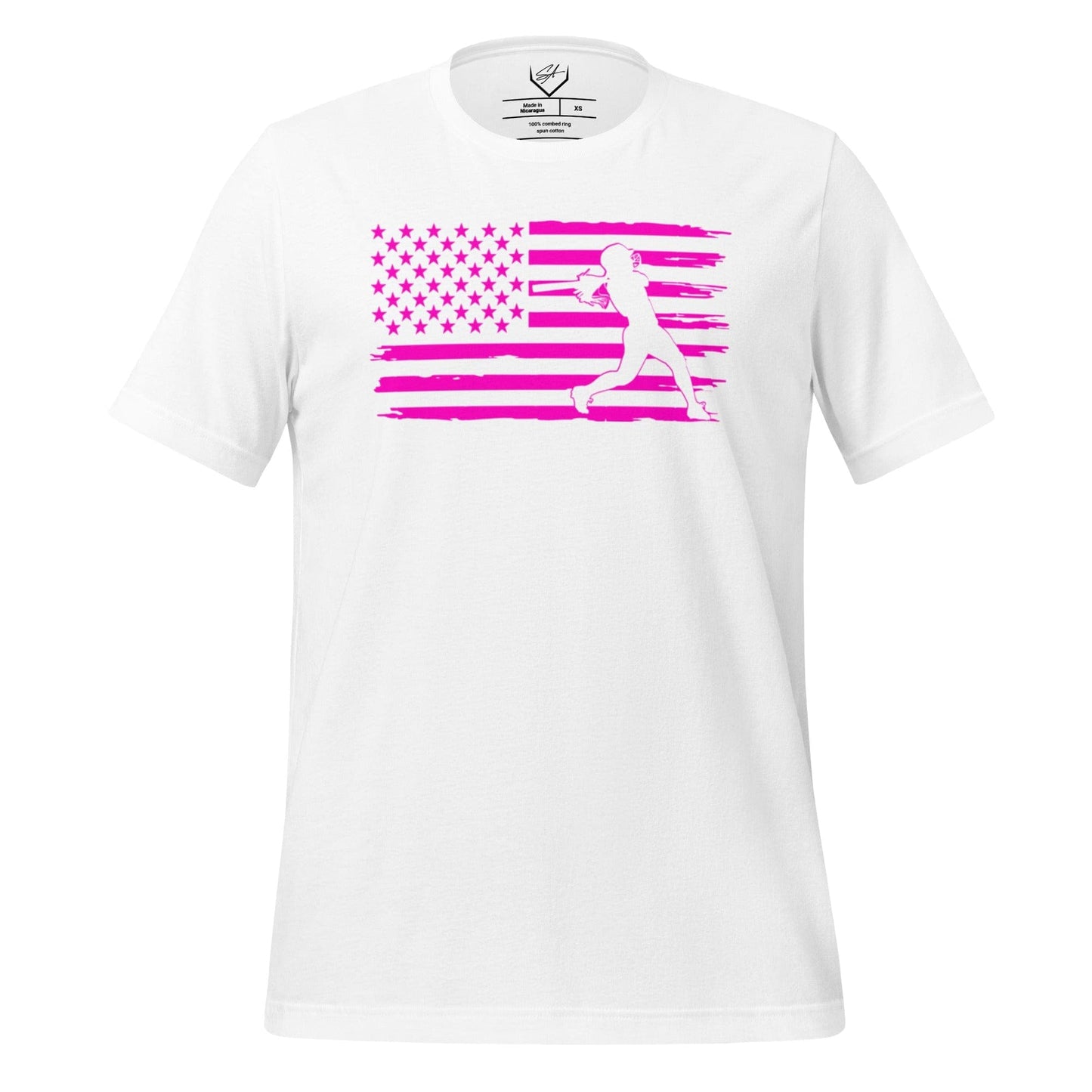 SA Apparel White / S Flag Softball Batter Pink - Adult Tee