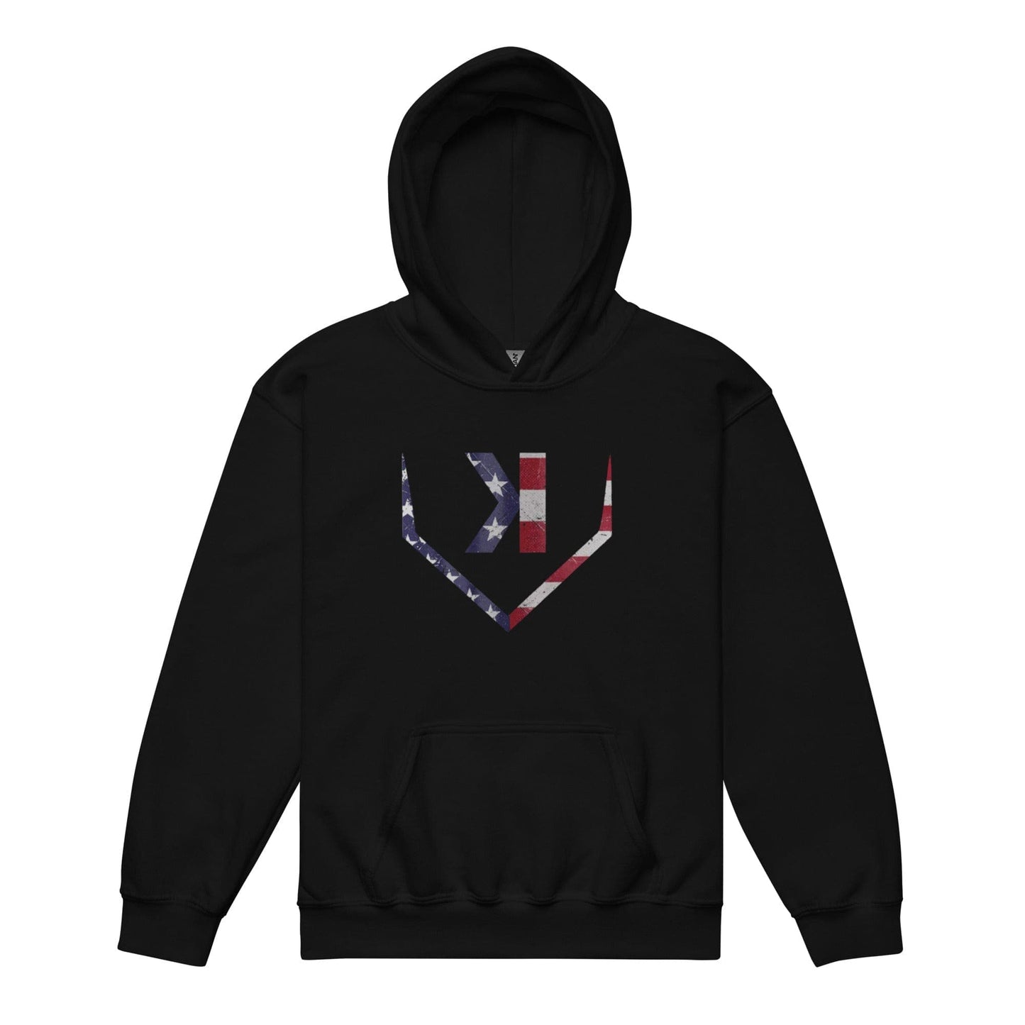 SA Apparel Black / S American Flag Home Plate - Youth Hoodie