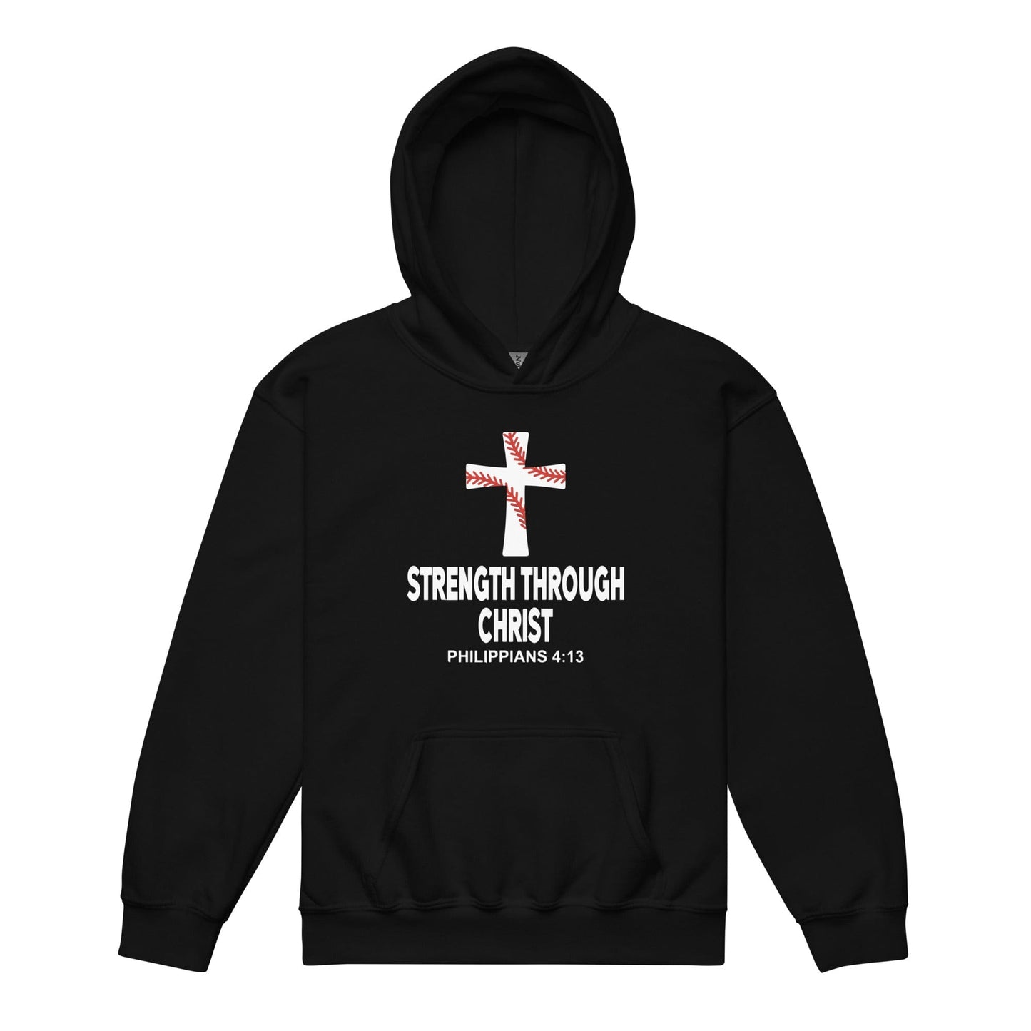 SA Apparel Black / S Strength Through Christ Baseball - Youth Hoodie