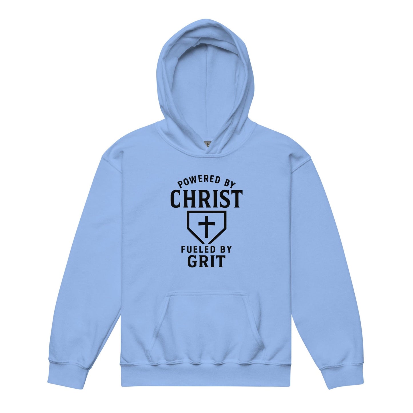 SA Apparel Youth Hoodie Carolina Blue / S Powered By Christ, Fueled By Grit - Youth Hoodie