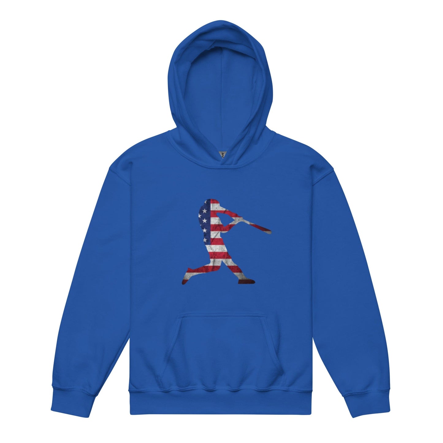SA Apparel Youth Hoodie Royal / S American Flag Baseball Batter - Youth Hoodie