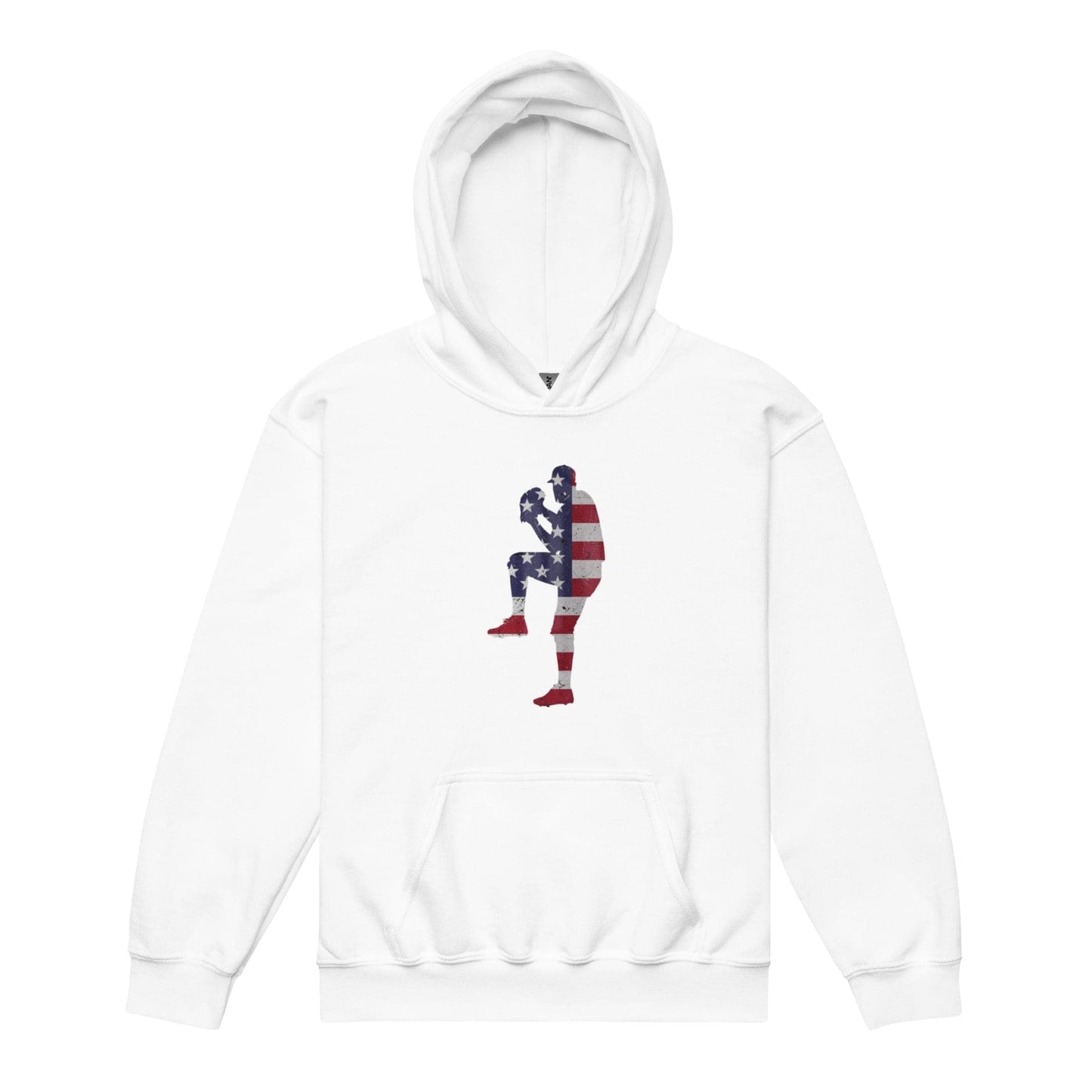 SA Apparel White / S American Flag Baseball Pitcher - Youth Hoodie