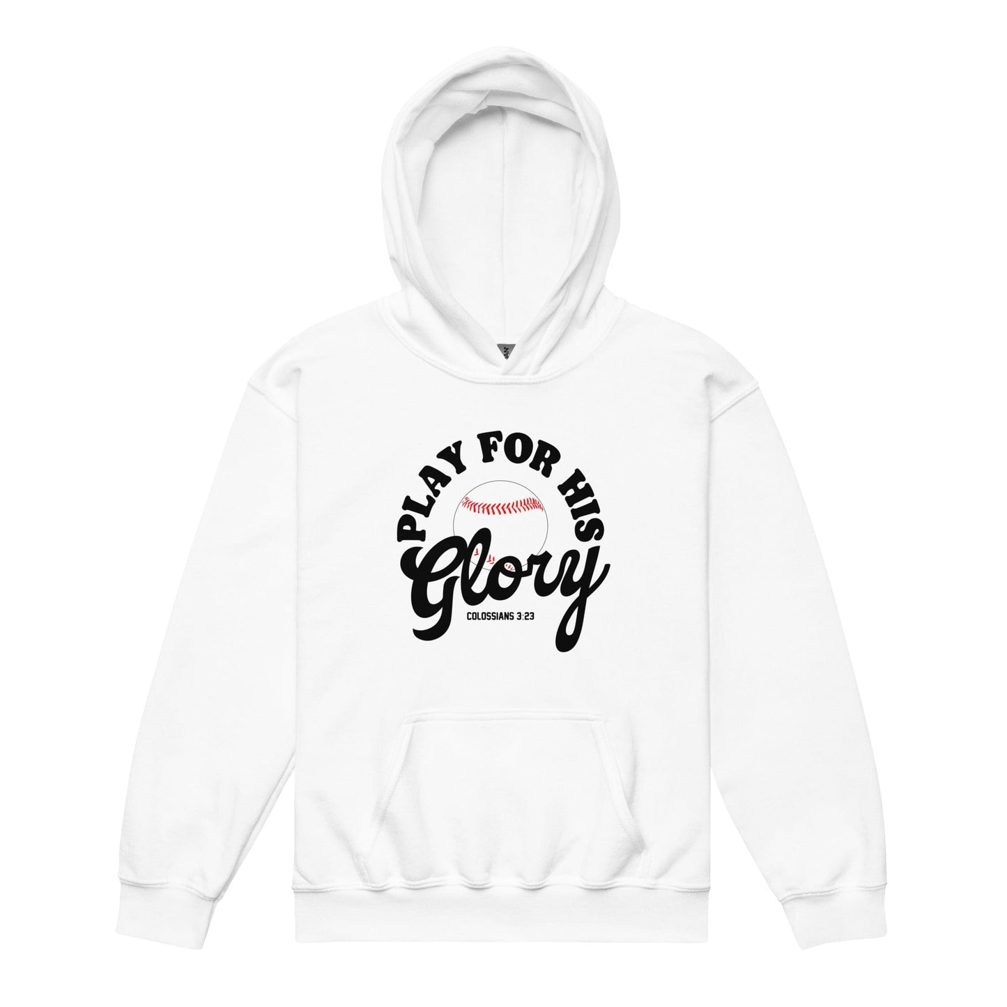 SA Apparel White / S Play For His Glory Baseball - Youth Hoodie