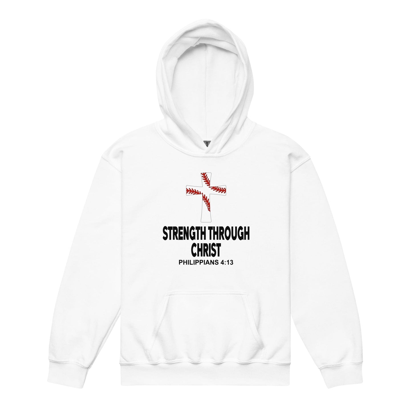 SA Apparel White / S Strength Through Christ Baseball - Youth Hoodie