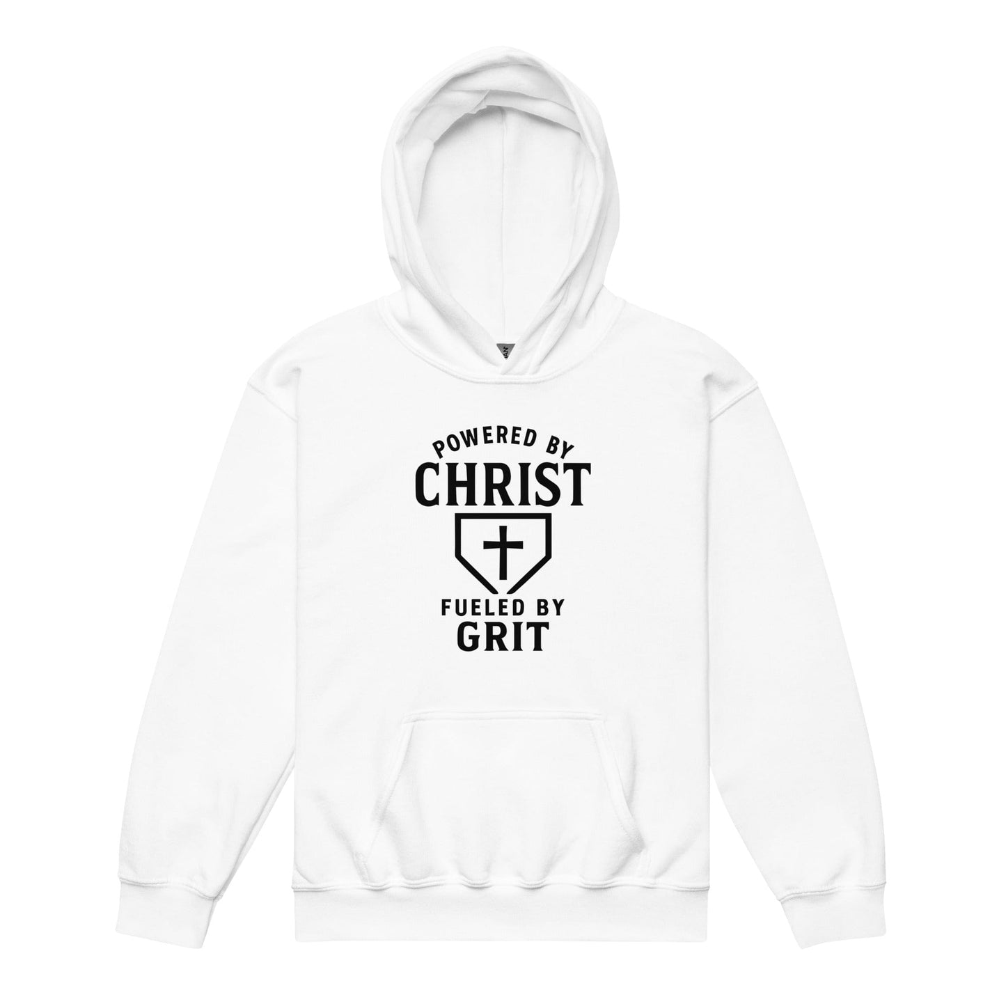 SA Apparel Youth Hoodie White / S Powered By Christ, Fueled By Grit - Youth Hoodie