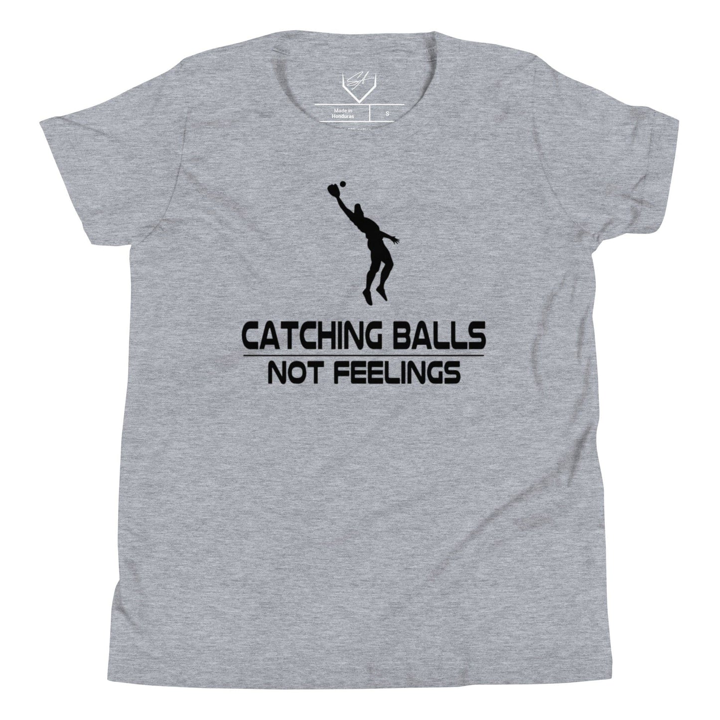 SA Apparel Athletic Heather / S Catching Balls Not Feelings Baseball - Youth Tee