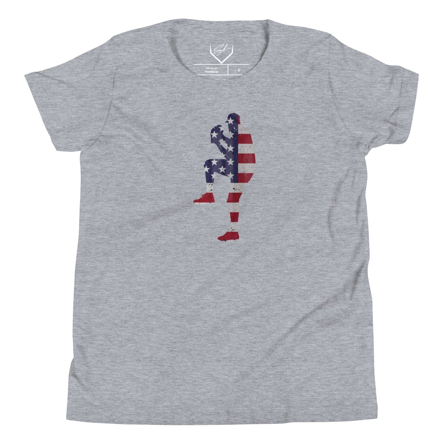 SA Apparel Athletic Heather / S American Flag Baseball Pitcher - Youth Tee
