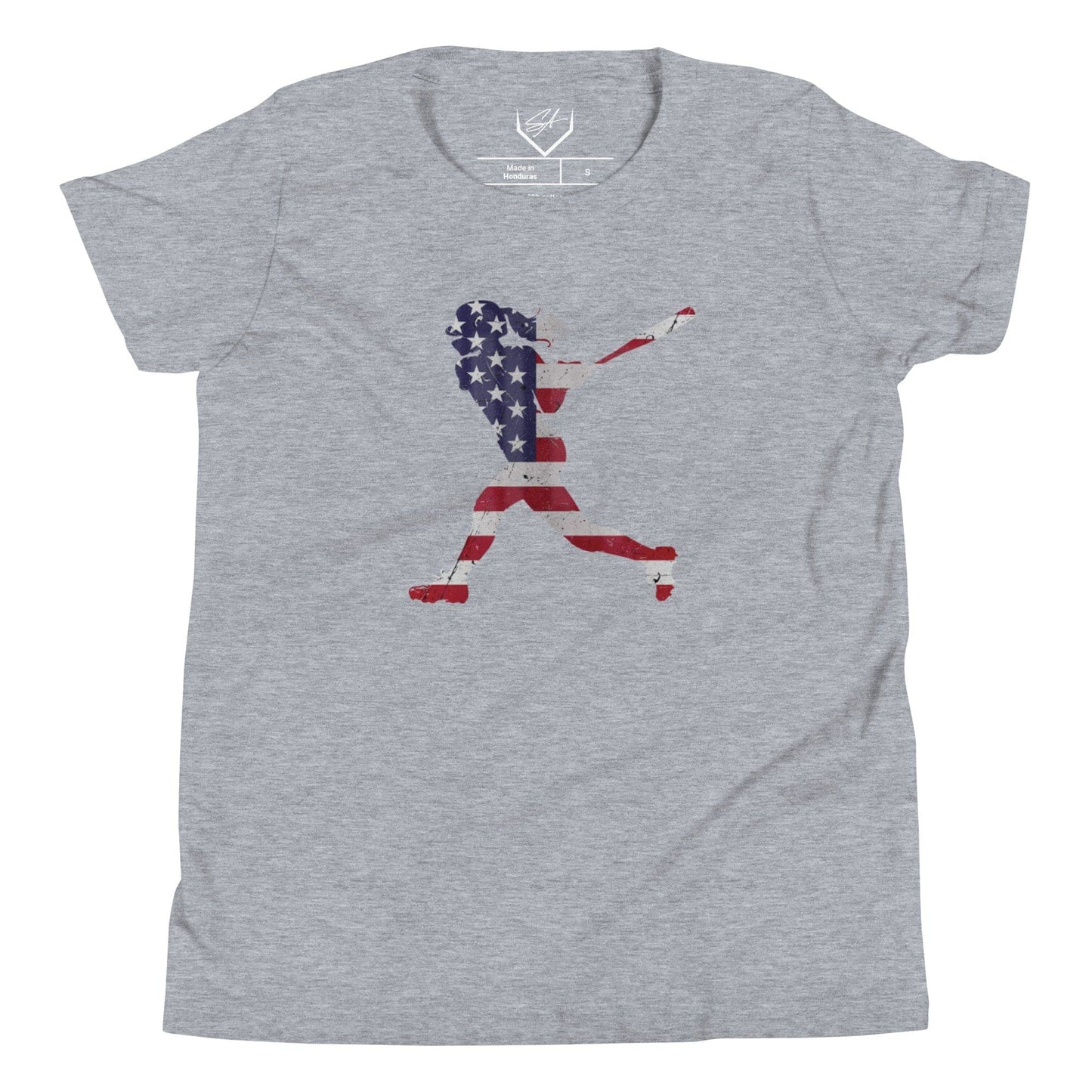 SA Apparel Athletic Heather / S American Flag Softball Batter - Youth Tee