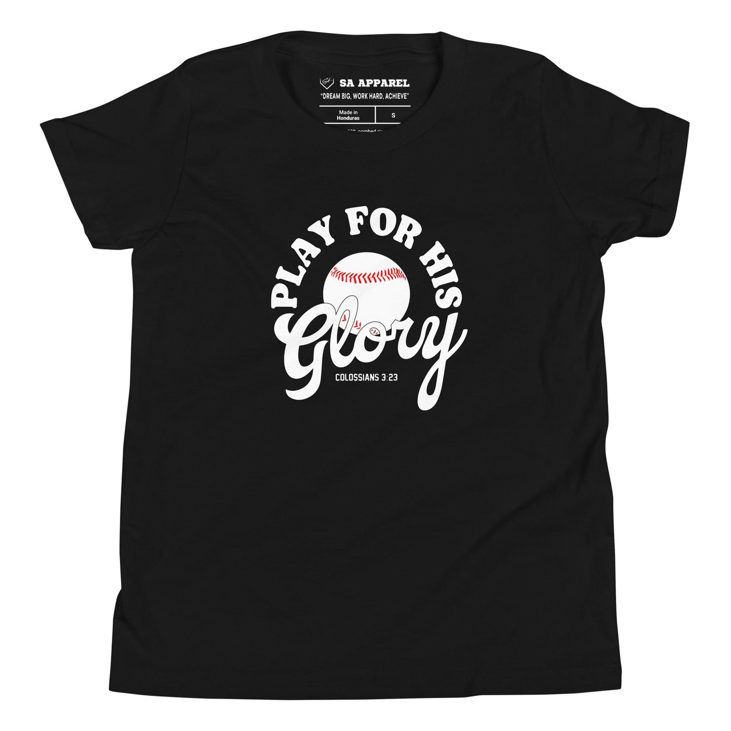 SA Apparel Black / S Play For His Glory Baseball - Youth Tee