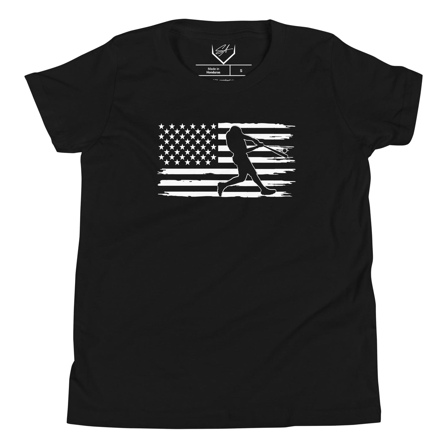 SA Apparel Youth Tee Black / S Flag Baseball Batter - Youth Tee