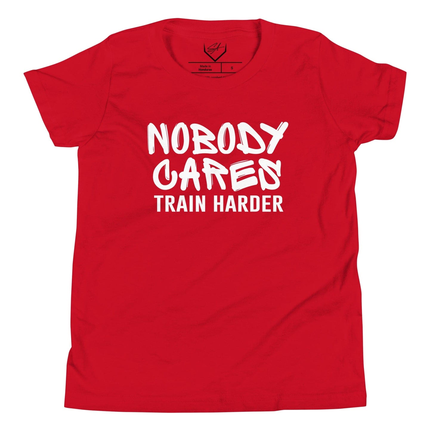 SA Apparel Red / S Nobody Cares Train Harder - Youth Tee