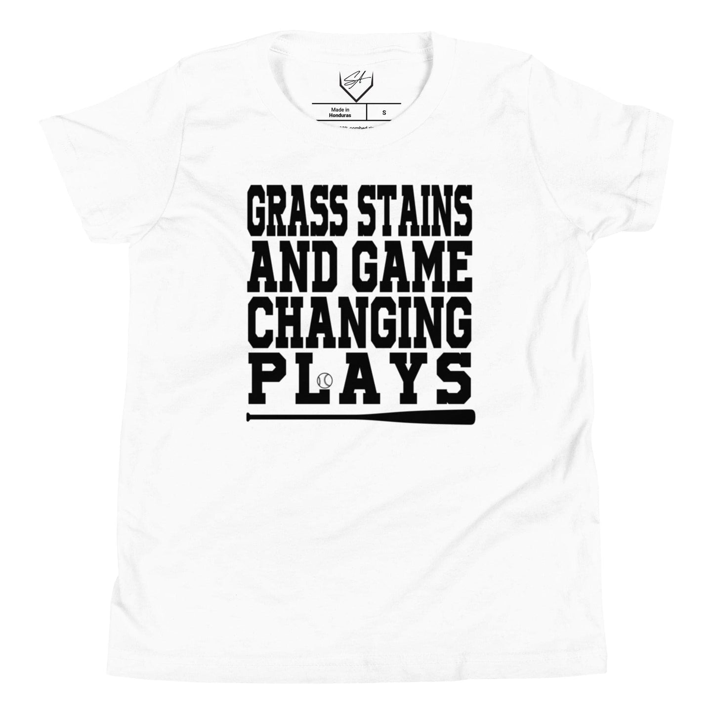 SA Apparel White / S Grass Stains And Game Changing Plays - Youth Tee