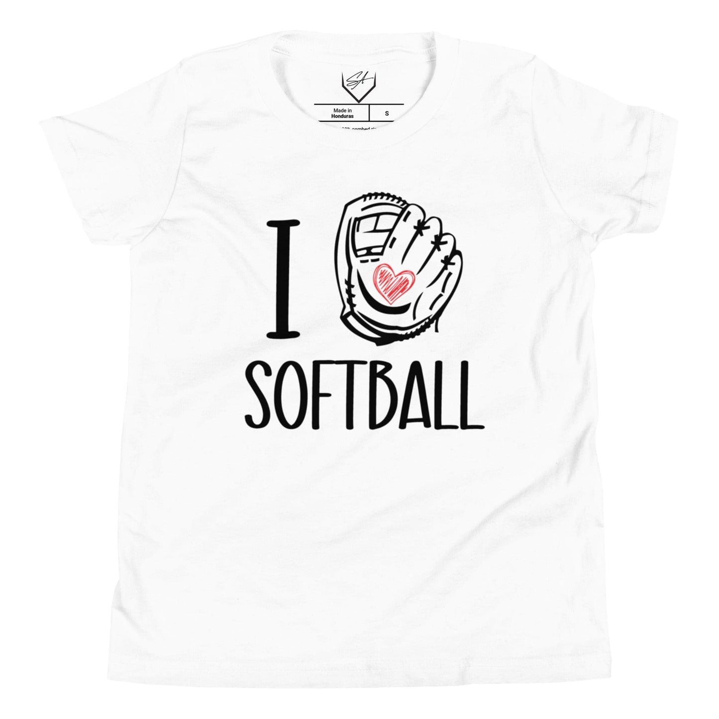 SA Apparel White / S I Glove Softball - Youth Tee