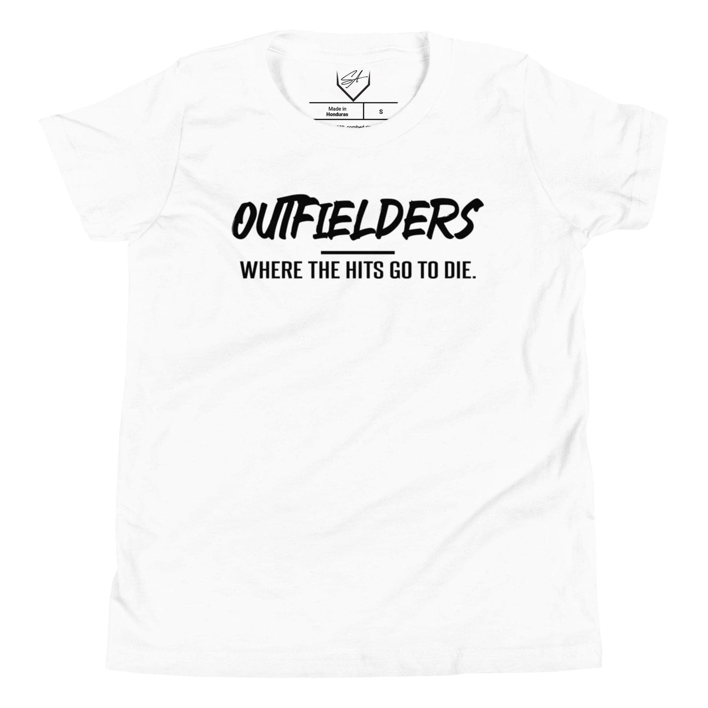 SA Apparel White / S Outfielders: Where The Hits Go To Die - Youth Tee
