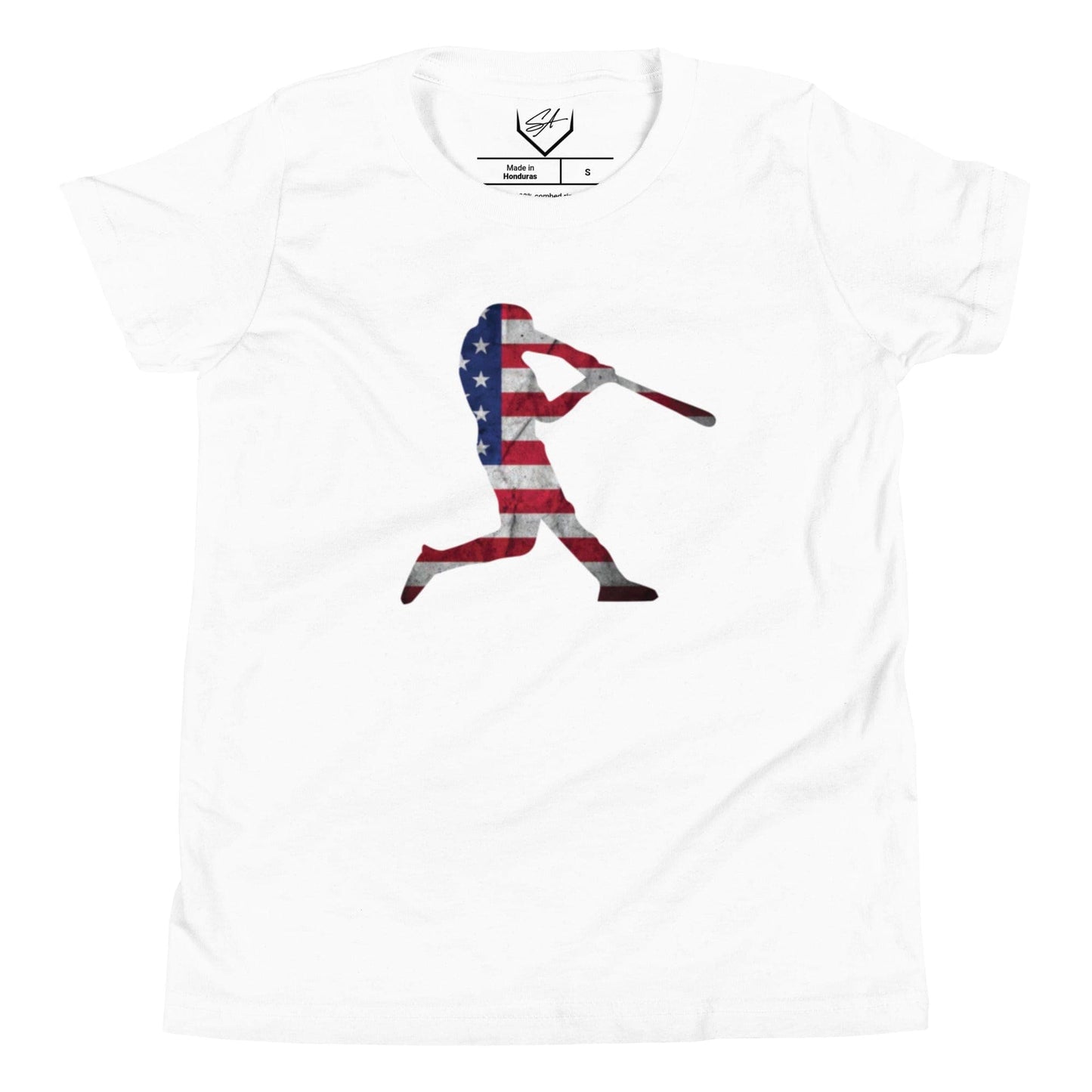 SA Apparel White / S American Flag Baseball Batter - Youth Tee