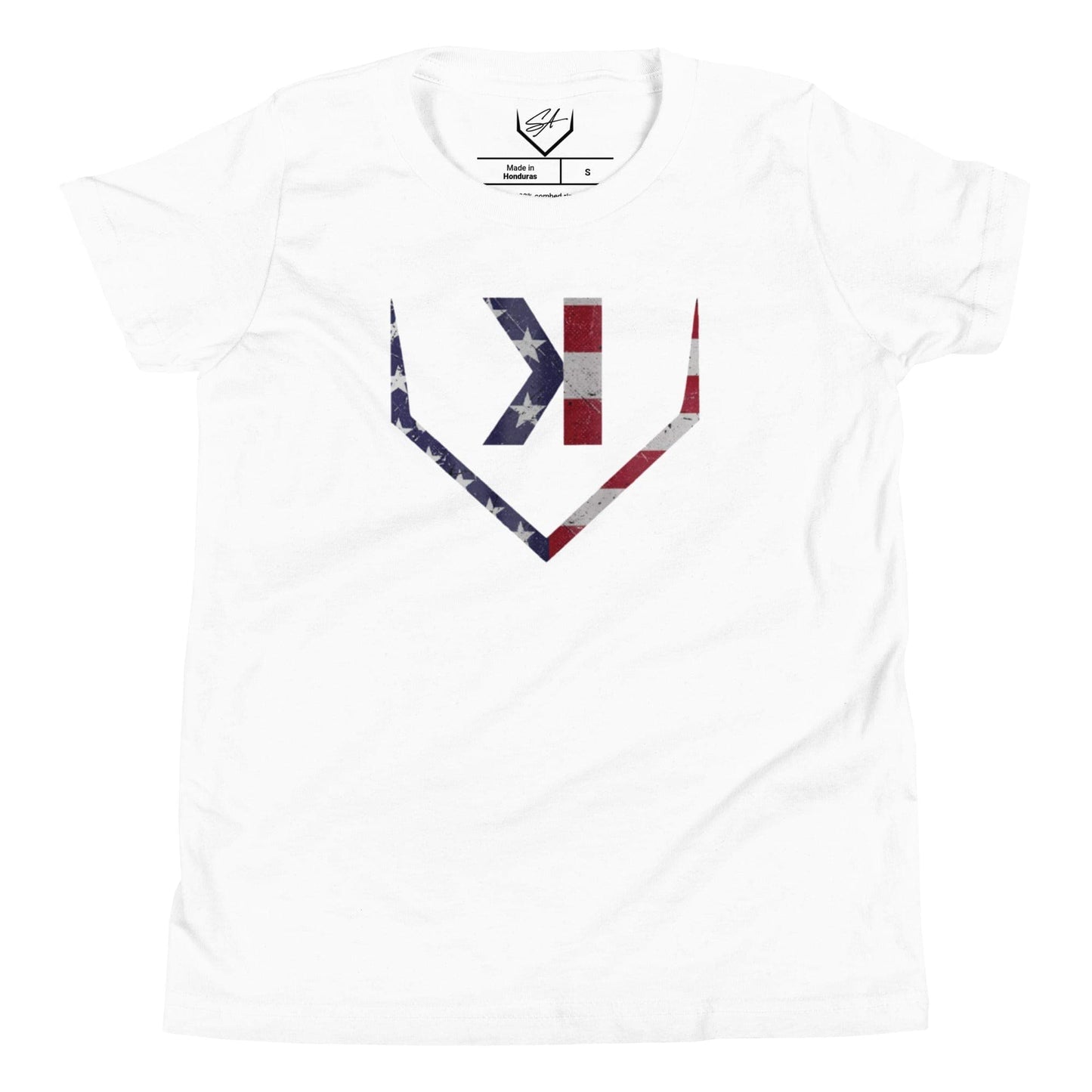 SA Apparel White / S American Flag Home Plate - Youth Tee