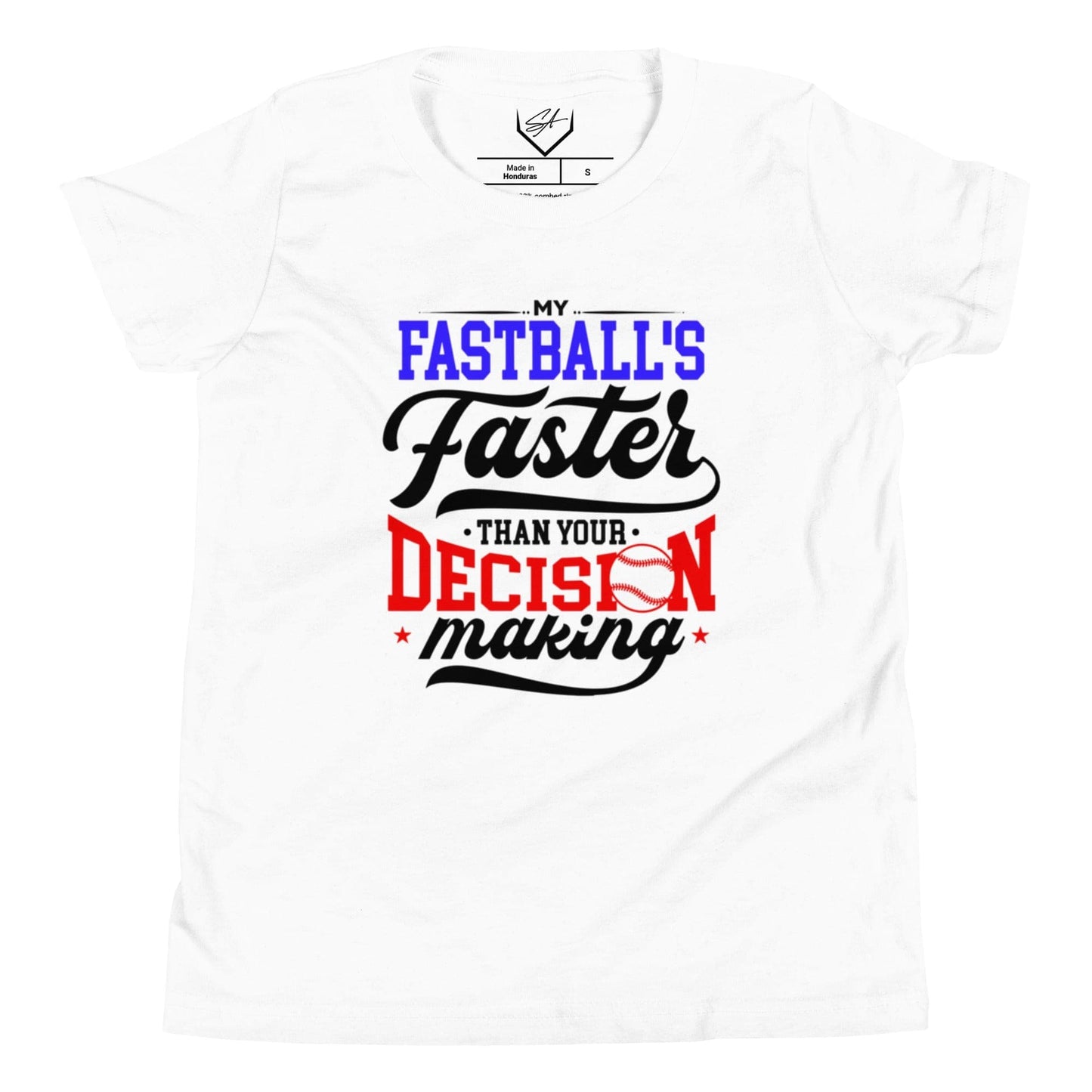 SA Apparel White / S My Fastball's Faster Than Your Decision Making - Youth Tee