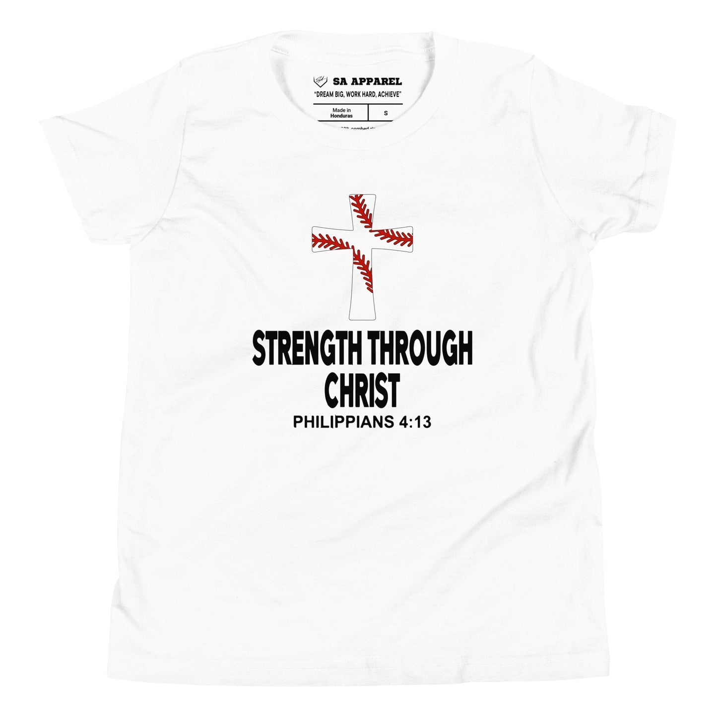 SA Apparel Youth Tee White / S Strength Through Christ Baseball - Youth Tee
