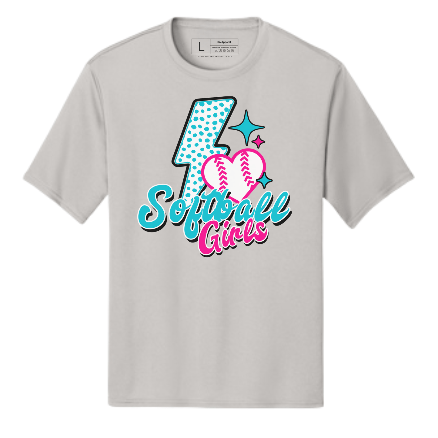 SA Apparel Adult Tee Silver / S / Soft Style/Cotton Softball Girls - Adult Tee