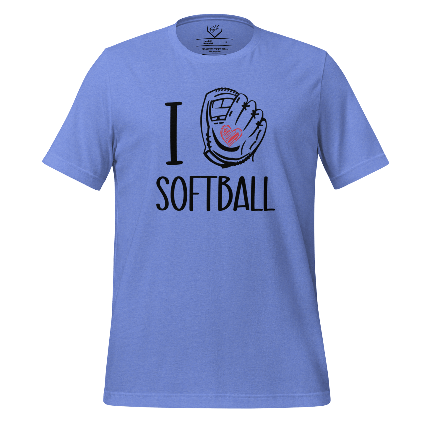 SA Apparel Adult Tee Heather Columbia Blue / S / Soft Style/Cotton I Glove Softball - Adult Tee