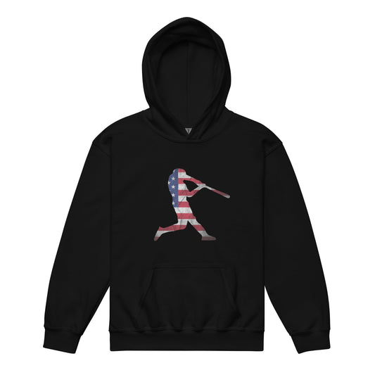American Flag Baseball Batter - Youth Hoodie - SA Apparel