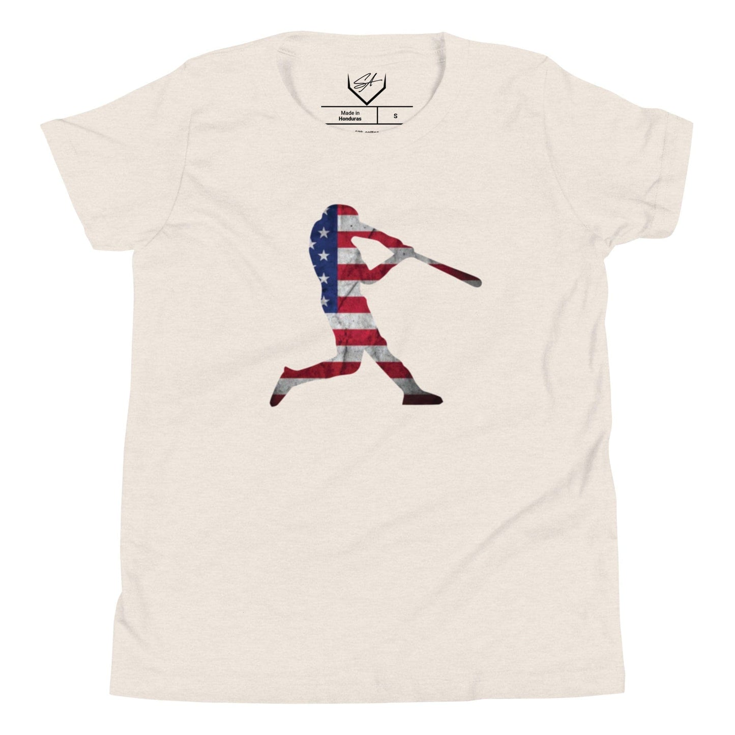American Flag Baseball Batter - Youth Tee - SA Apparel