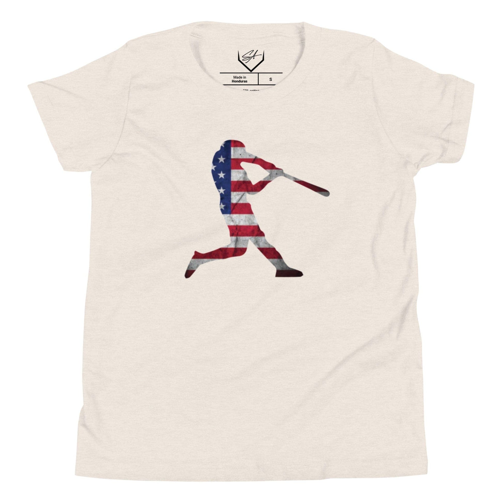 American Flag Baseball Batter - Youth Tee - SA Apparel