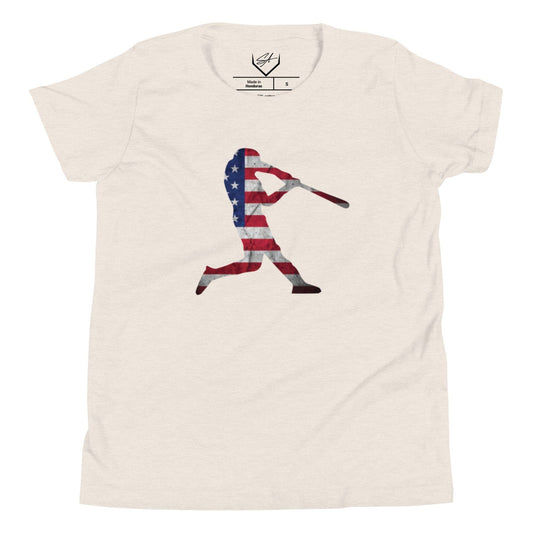 American Flag Baseball Batter - Youth Tee - SA Apparel